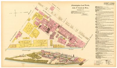 Carte des usines de plomb de Philadelphie, 1889 - American School