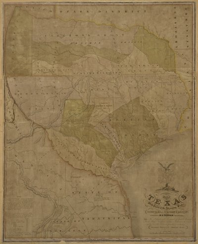 Carte du Texas avec des parties des États adjacents - American School