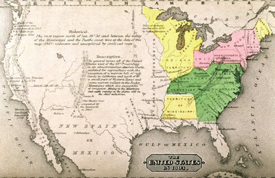 Carte des États-Unis en 1803, de 