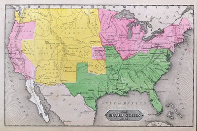 Carte des États-Unis en 1861, de 