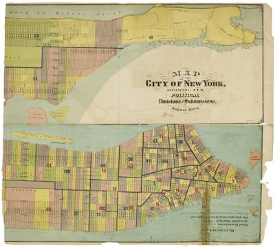 Carte de la ville de New York, montrant ses divisions politiques et subdivisions - American School