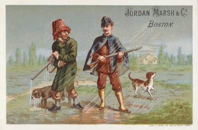 Hommes chassant sous la pluie - American School