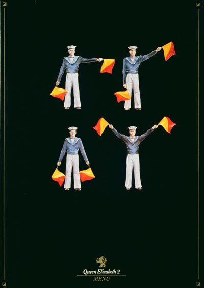 Couverture de menu à bord du QE2 - American School