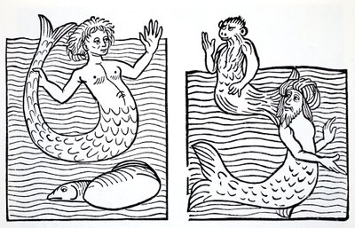 Sirènes et tritons, du Guide mondial des gnomes, fées, elfes et autres petits peuples de Thomas Keightley (1789-1872) publié en 1880 - American School