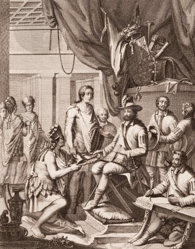 Montezuma remettant son empire au roi d