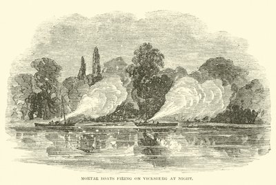 Bateaux-mortiers tirant sur Vicksburg la nuit, juillet 1862 - American School