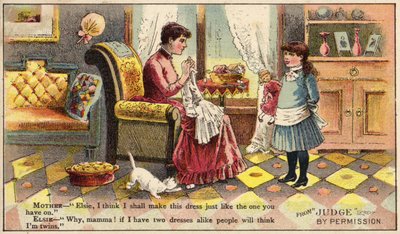 Mère confectionnant une robe pour sa fille - American School