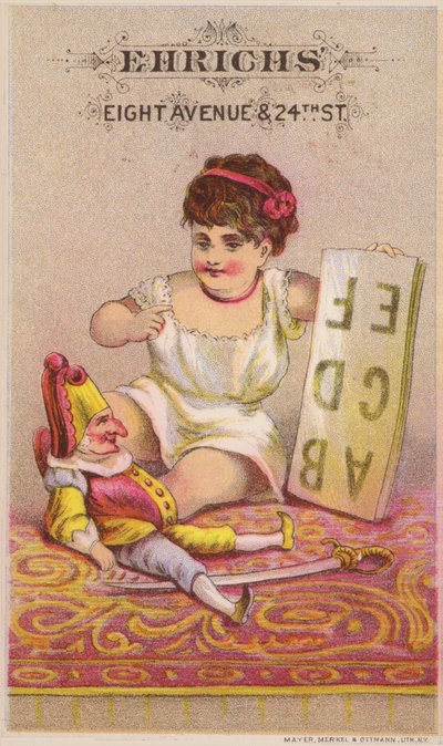 Monsieur Punch avec alphabet et jeune fille - American School