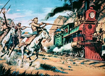Guerriers amérindiens attaquant le 