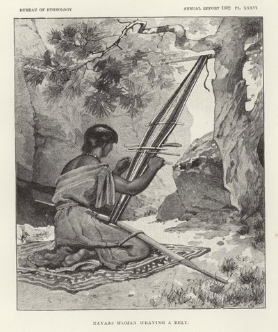 Femme Navajo tissant une ceinture - American School