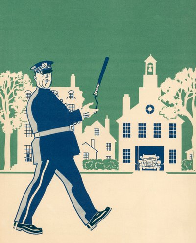 Policier de quartier en patrouille - American School