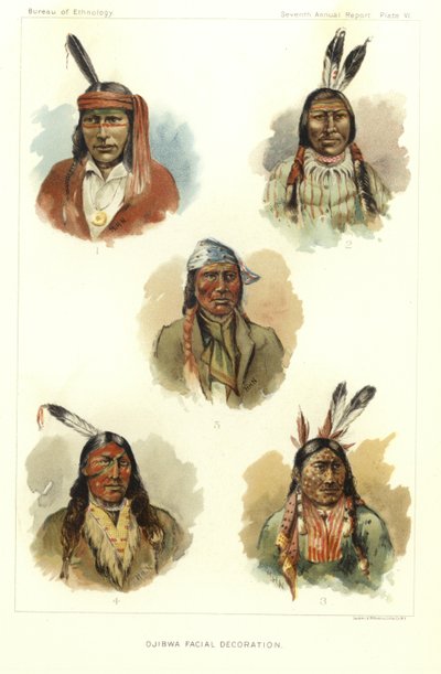 Décoration faciale Ojibwa - American School