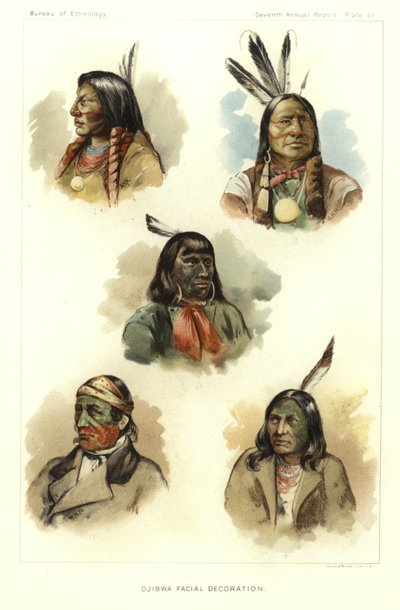 Décoration faciale Ojibwa - American School