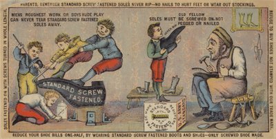 Vieil homme réparant des chaussures - American School
