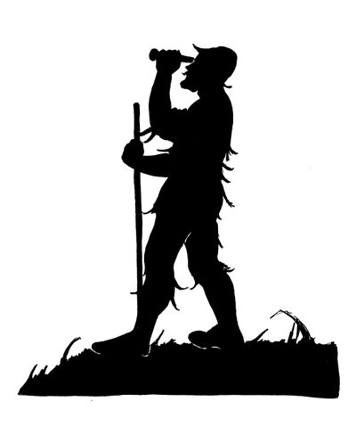Une des silhouettes de Robinson Crusoé (lithographie) - American School