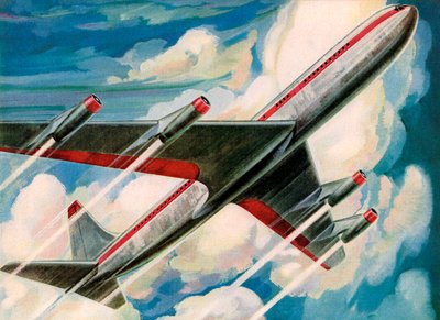 Avion de ligne zoomant dans le ciel - American School