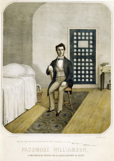 Passmore Williamson à la prison de Moyamensing pour prétendu outrage au tribunal, pub. 1855 - American School