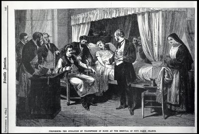 Opération de la transfusion de sang à l