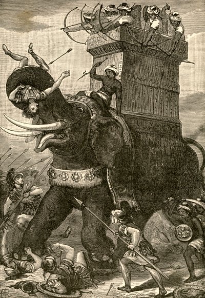 Éléphant de guerre perse en bataille - American School