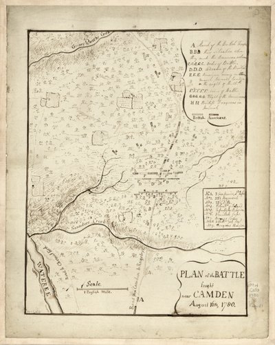 Plan de la bataille près de Camden, 16 août - American School