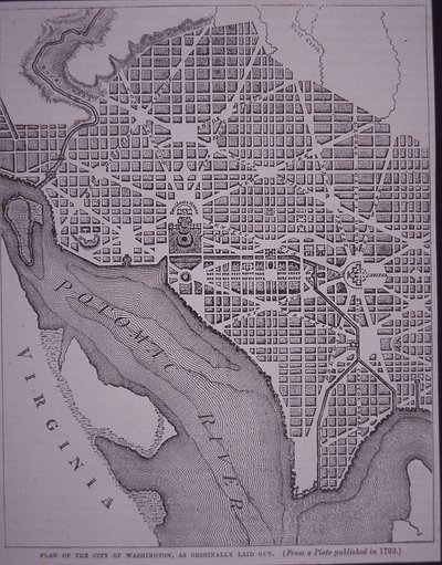 Plan de la ville de Washington DC conçu par le Major Pierre Charles L