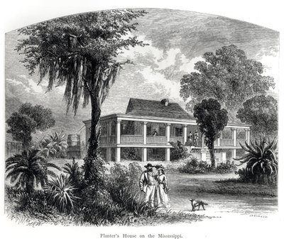 Maison du planteur sur le Mississippi, gravée par J.H. Ellawell - American School