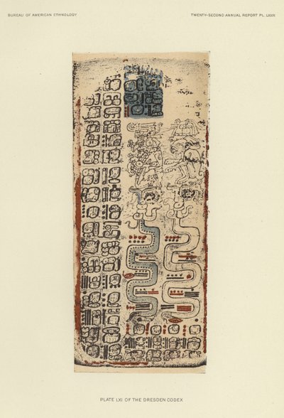 Planche LXI du Codex de Dresde (lithographie couleur) - American School