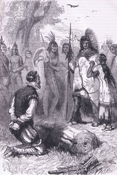 Pocahontas sauve la vie du capitaine Smith, illustration de l