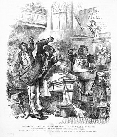 Dessin politique représentant des Afro-Américains en tant que politiciens - American School