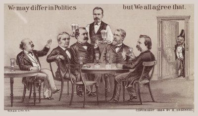 Politiciens profitant de boissons autour de la table - American School