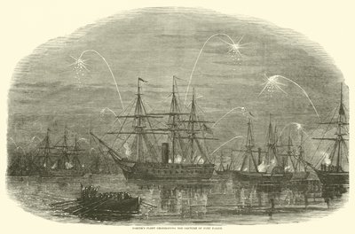 La flotte de Porter célébrant la capture de Fort Fisher, janvier 1865 - American School