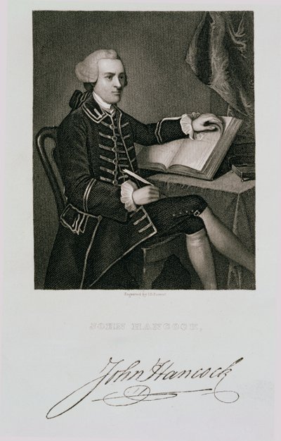 Portrait de John Hancock, gravé par John B. Forrest (1814-70) - American School
