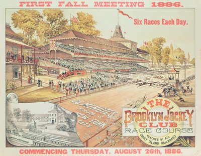 Affiche publicitaire pour le Brooklyn Jockey Club Race Course, 1886 - American School