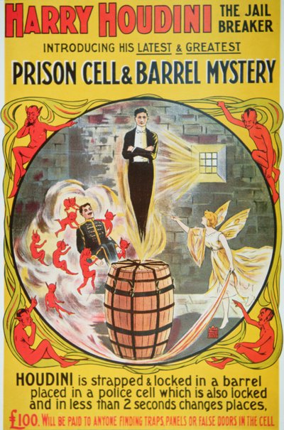 Affiche publicitaire pour un nouvel acte de Houdini - American School