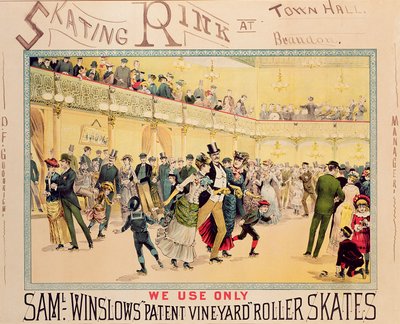 Affiche publicitaire pour la patinoire de Brandon Town Hall, Utah - American School