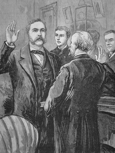 Le président Chester A. Arthur prêtant serment après la mort de James Garfield le 20 septembre 1881 - American School
