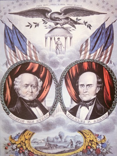 Affiche de campagne présidentielle représentant Martin van Buren (1782-1862) et Charles F. Adams (1807-86) pour le 