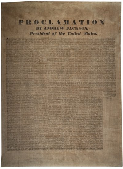 Proclamation par Andrew Jackson, président des États-Unis, 10 décembre 1832 - American School