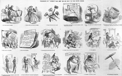 Le progrès du vieil Abe honnête en route vers la Maison Blanche, vers 1860 - American School