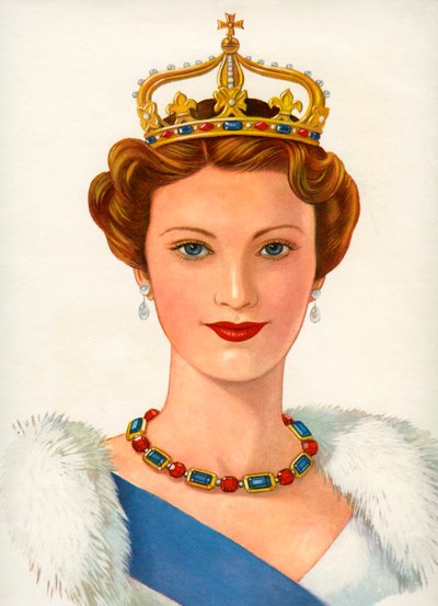 Reine portant une couronne royale - American School