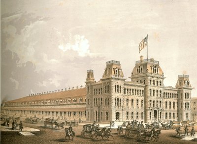 Gare ferroviaire, de Chicago Illustrated, avec descriptions littéraires par James W. Sheahan, publié par Jevne & Almini, Chicago, 1866-67 - American School