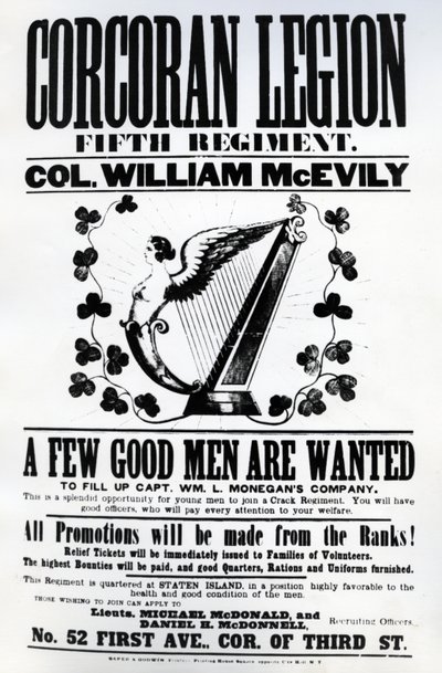Affiche de recrutement pour la Légion Corcoran, 1862 - American School