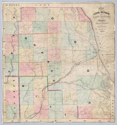 Carte de Rees des comtés de Cook et DuPage - American School