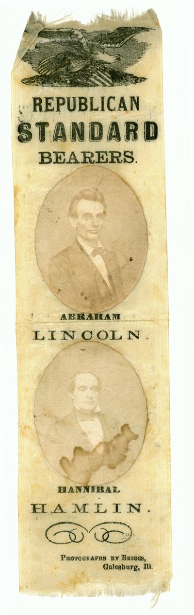Porte-étendards républicains, Abraham Lincoln et Hannibal Hamlin, 1860 (textile imprimé) - American School