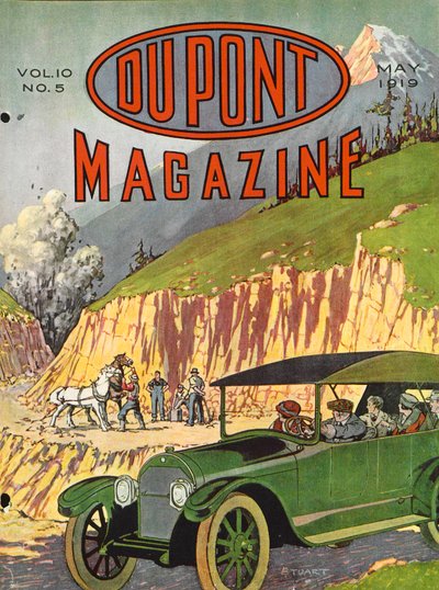 Construction de routes, couverture du DuPont Magazine, mai 1919 - American School