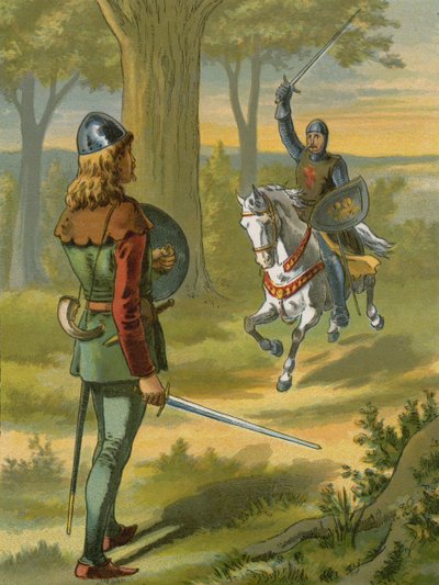 Robin des Bois arrête le chevalier en armure noire - American School