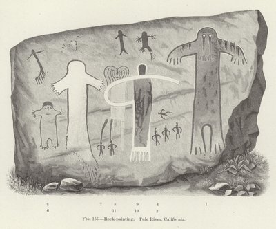 Peinture rupestre, rivière Tule, Californie - American School
