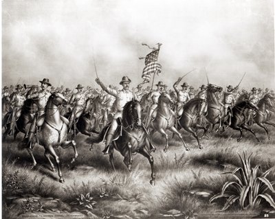 Cavaliers téméraires : Colonel Theodore Roosevelt, commandant américain à San Juan Hill, Santiago, Cuba, 1898 - American School