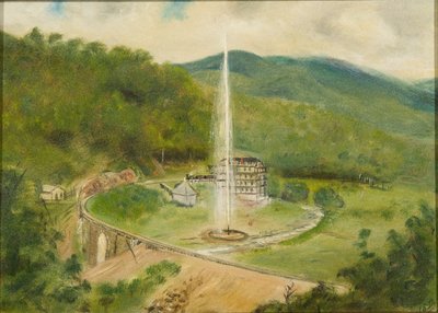 Round Knob Inn et la Fontaine, vers 1882 - American School