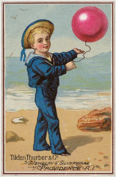 Garçon marin tenant un ballon rouge - American School
